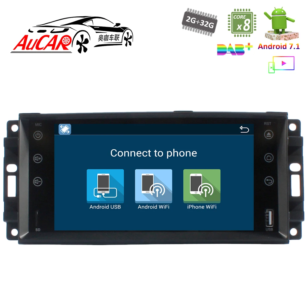 Автомобильный DVD-плеер 7 дюймов Android 1 GPS-навигация для Jeep Universal 2007 - 2012 HD Bluetooth радио