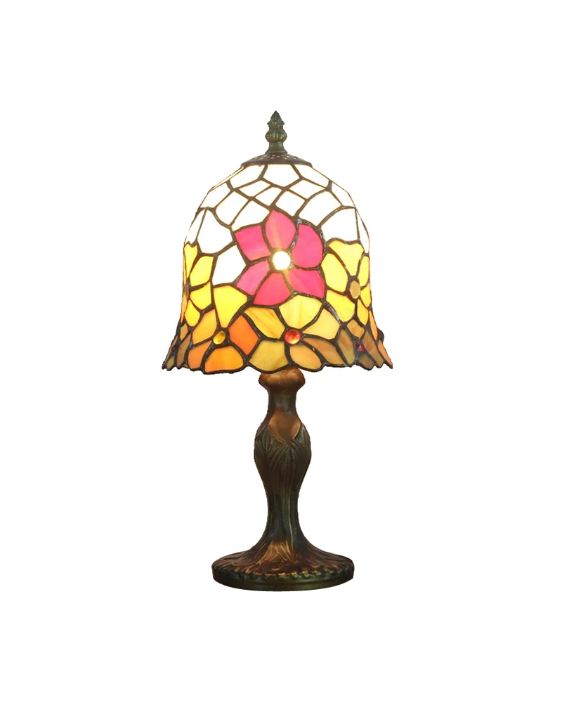 Настольная лампа Tiffany Style маленькая Витражная с подсолнечником светильник для