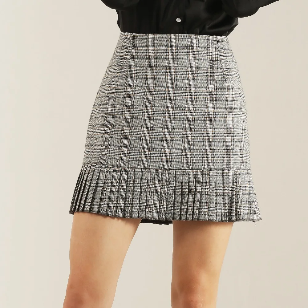 Клетчатая юбка женская повседневная в клетку с высокой талией Женская офисная на