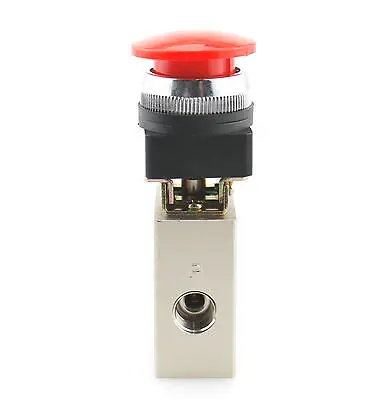 SNS JM-06A 13mm Thread 3/2 Way Red Flat Push Button Pneumatic Mechanical Valve | Connectors