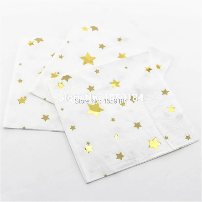 Новые бумажные салфетки для первого дня рождения ребенка 32 шт. золотые яркие