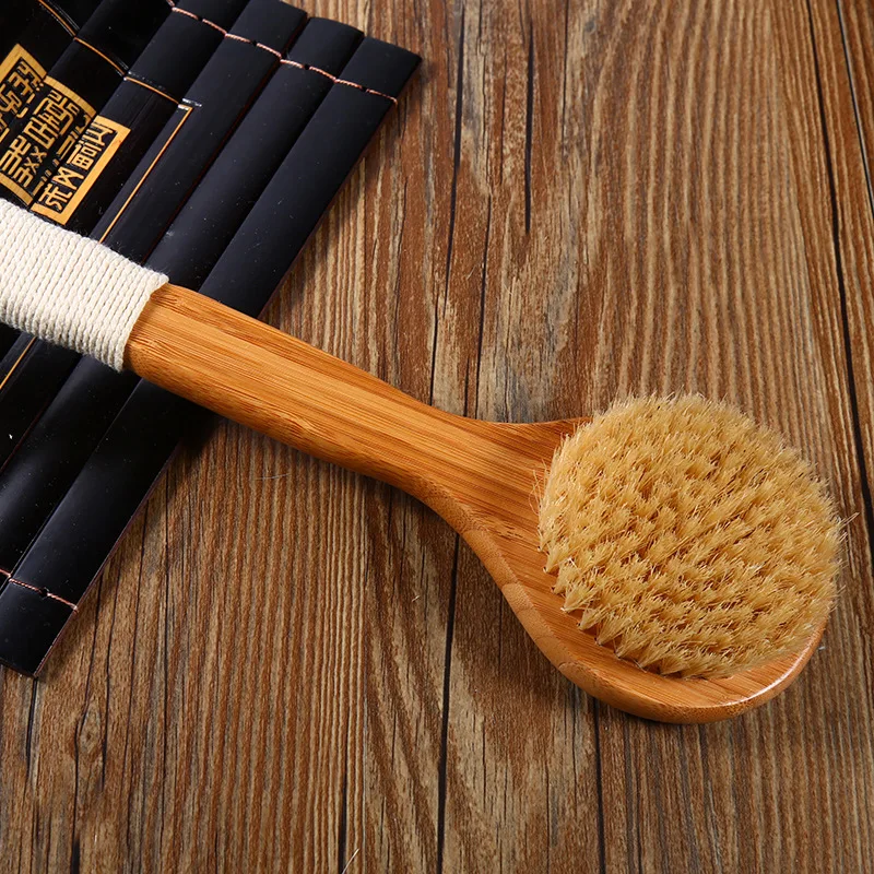 

Bamboo Massage Bath Brush Natural Bristle Non-Slip Handle Body Massage Health Bath Brush Bath Body Scrub