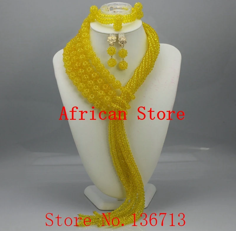

New Design Multistrand Nigerian Wedding Jewelry Set With Rhine Flower Women African Beads Jewelry Set BS402-4