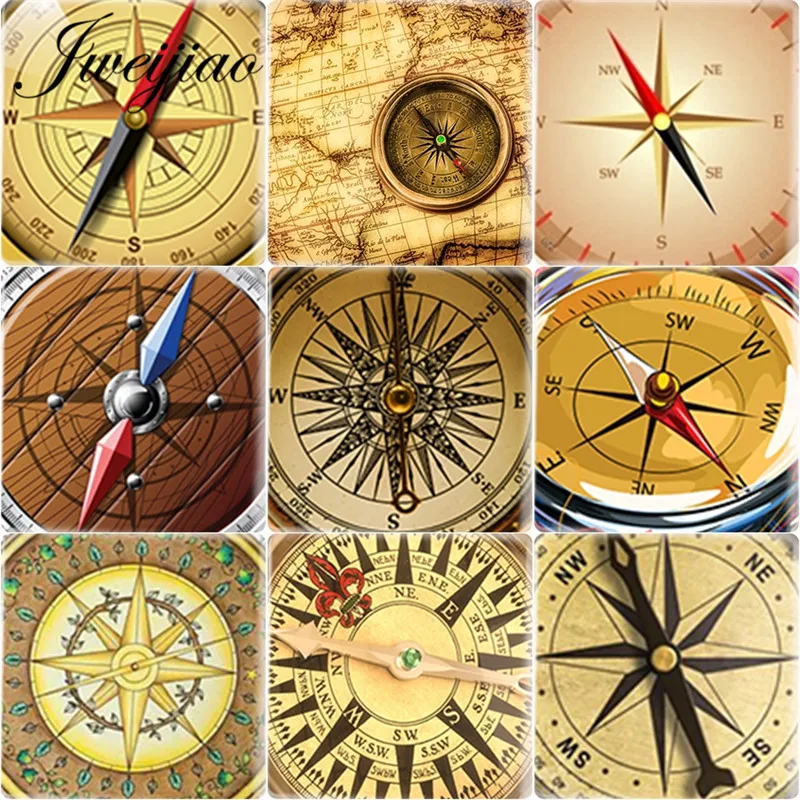 

JWEIJIAO Vintage Retro Square Shape 12mm DIY Glass Cabochon Pattern Jewelry Findings Supplies For Stud Earrings