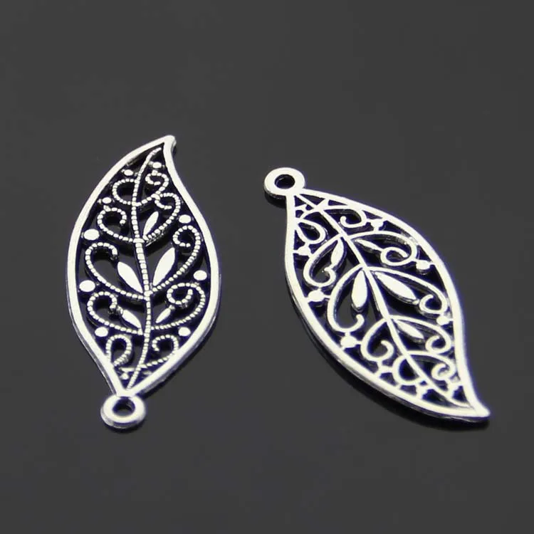 100pcs Charm hollow Leaves pendant 28x45mm 2.1g Antique silver bronze Handmade Jewelry Making DIY Supplies Alloy accessories Hot | Украшения