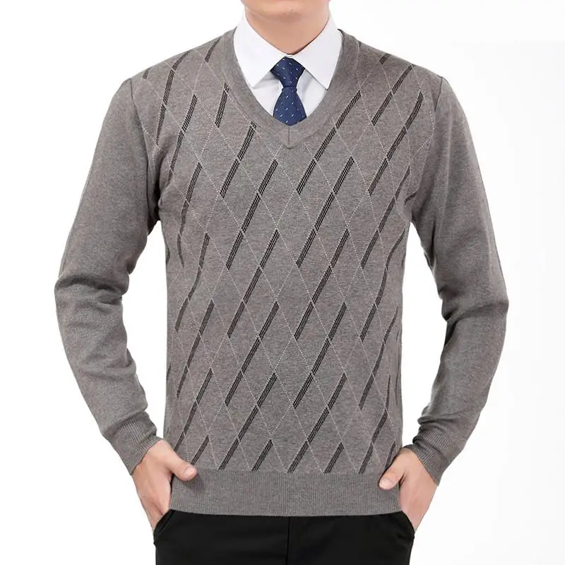 

Winter New Middle Aged Men Neck Knit V-collar Father Fashion Autumn Sweater Coat Super Large Casual Loose Size S M L XL 2XL