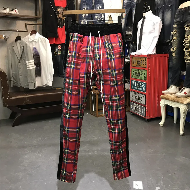 Новая Мода High Street мужские флисовые брюки с боковой молнией брюки спортивный костюм брюки красный серый зеленый M-XXXL