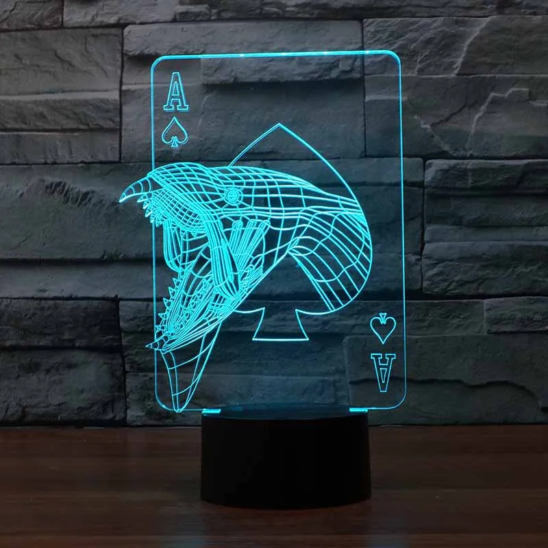 3D Визуальный ночник для спальни казино покера монстра настольная лампа USB 7