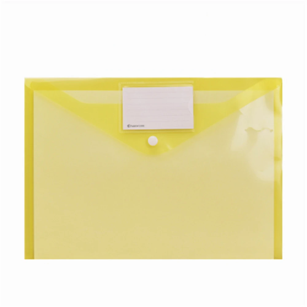 yellow 2 шт. цветной прозрачной обуви A4 файл пуговица для сумок закрывающаяся папка сумка офис Пластик папка для документов, большой Ёмкость хранение бумажников - Цвет: yellow
