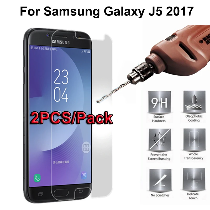 Закаленное стекло 9H 2.5D для Samsung J5 2017 2 шт. Премиум Защитная пленка экрана Galaxy (2017) J530