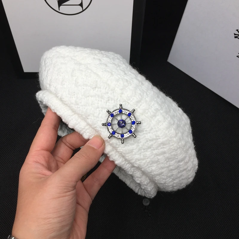 Han edition beret hat and female joker Japanese painter cap student pumpkin ins octagon boom knitting | Аксессуары для одежды