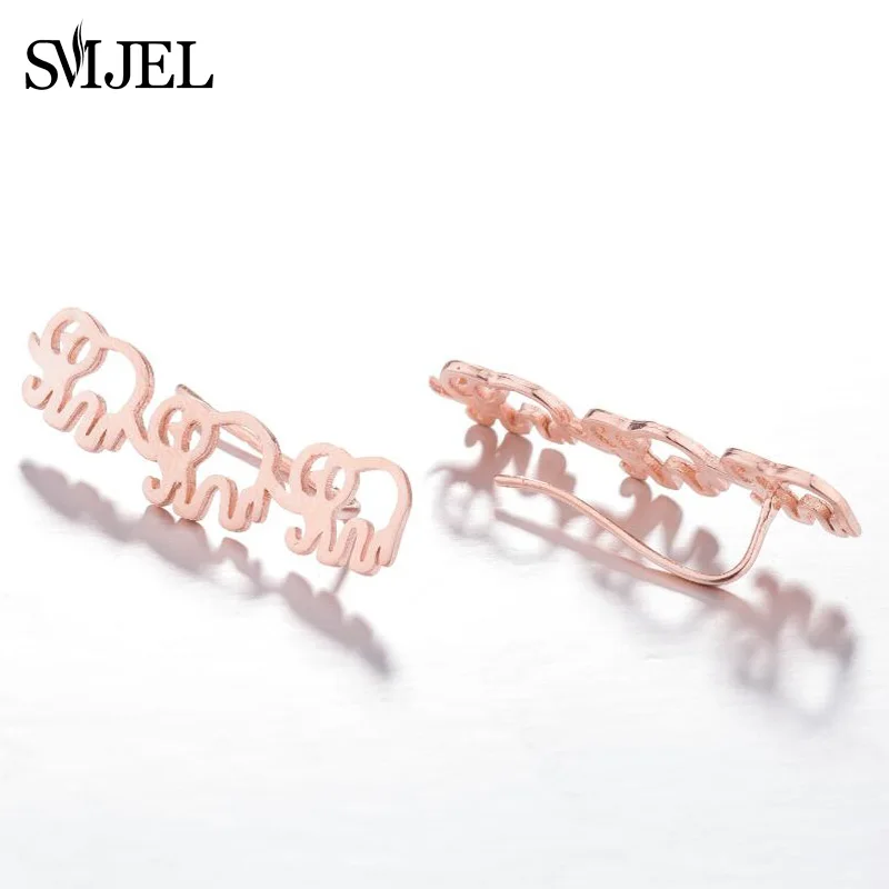 SMJEL 2018 новые милые серьги Слоник женские Животные Слон ухо гусеничный альпинист