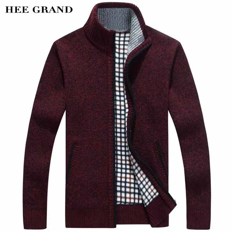 HEE GRAND/мужской свитер повседневный стиль воротник стойка хлопок тонкая шерсть