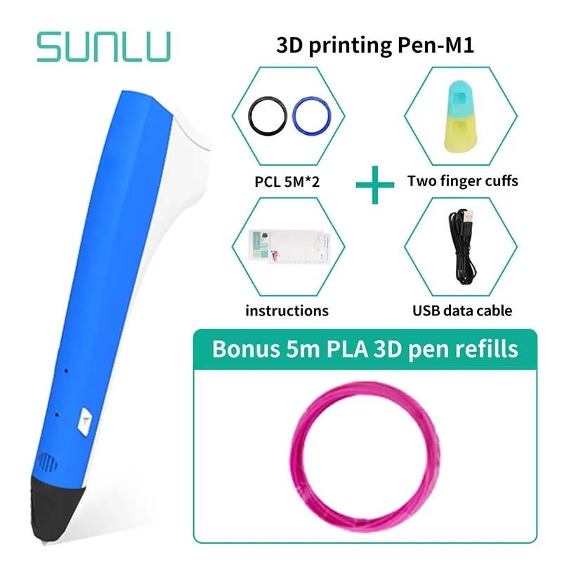 Низкотемпературная 3d печатающая ручка SUNLU с поддержкой PCL/PLA филамента для детей