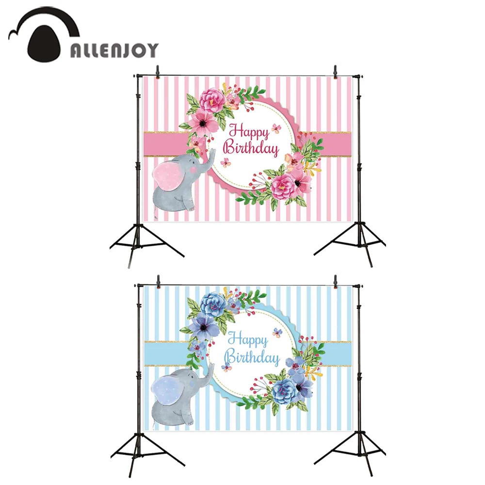 Allenjoy фоны на день рождения фотография розово-синяя полоска слон цветы детские