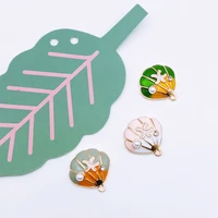 10pcs drop oil pearl rhinestone decorated sea shell enamel charm pendant earrings charm ear studs jewelry handmade diy yz355