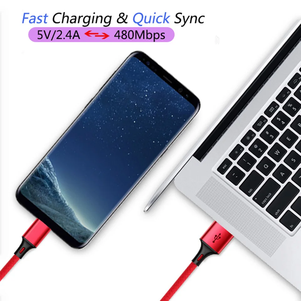 Кабель Usb Kabel Micro USB 1 м кабель для быстрой зарядки 3 0 передачи данных Type C Cabo Samsung S10 S9