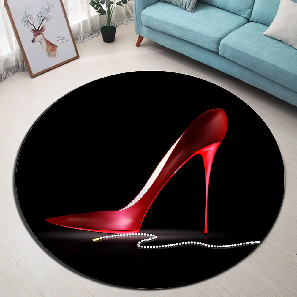 Коврик на высоком каблуке и ожерелье с круглым дверным ковриком красные