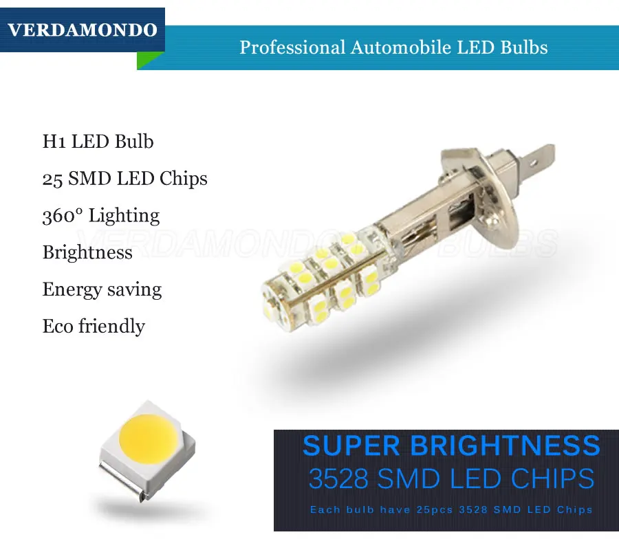 Супер яркий белый 25 SMD 3528 H1 Автомобильный светодиодный светильник противотуманная фара 12В дневные ходовые светильник вождения сменные светодиодные лампы для DRL