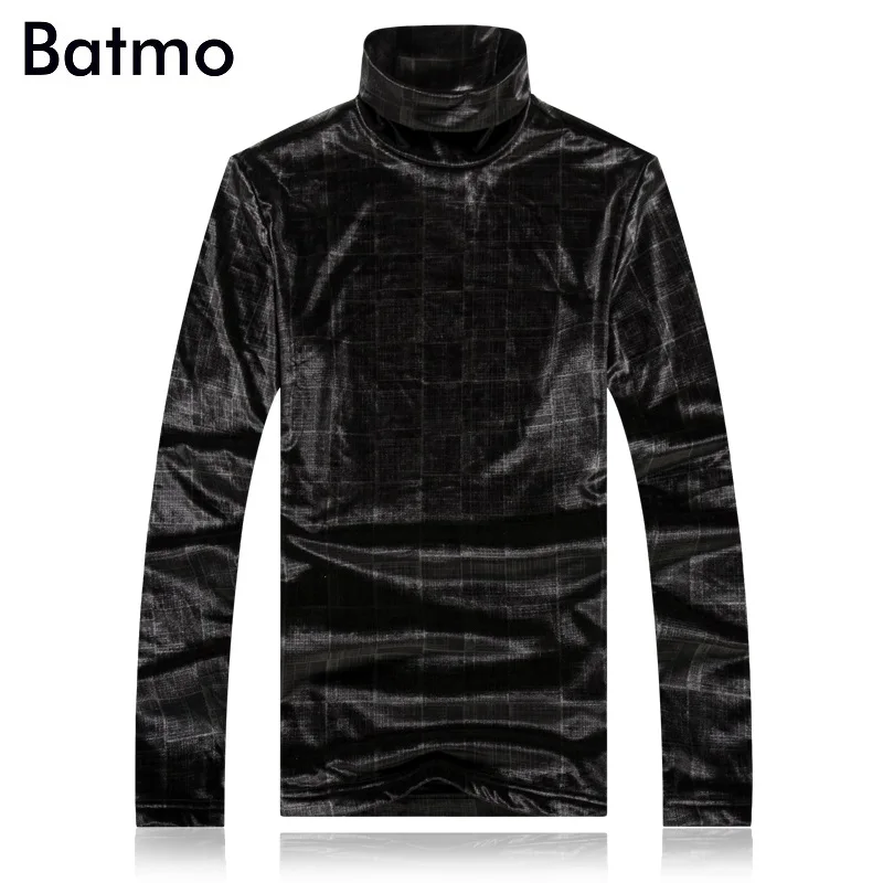

BATMO 2018 Новое поступление зимняя высококачественная велюровая клетчатая толстая футболка с высоким воротником, мужская повседневная футбол...