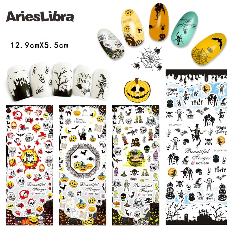 Наклейка AriesLibra на Хэллоуин дизайн ногтей переводная наклейка ногти аксессуары