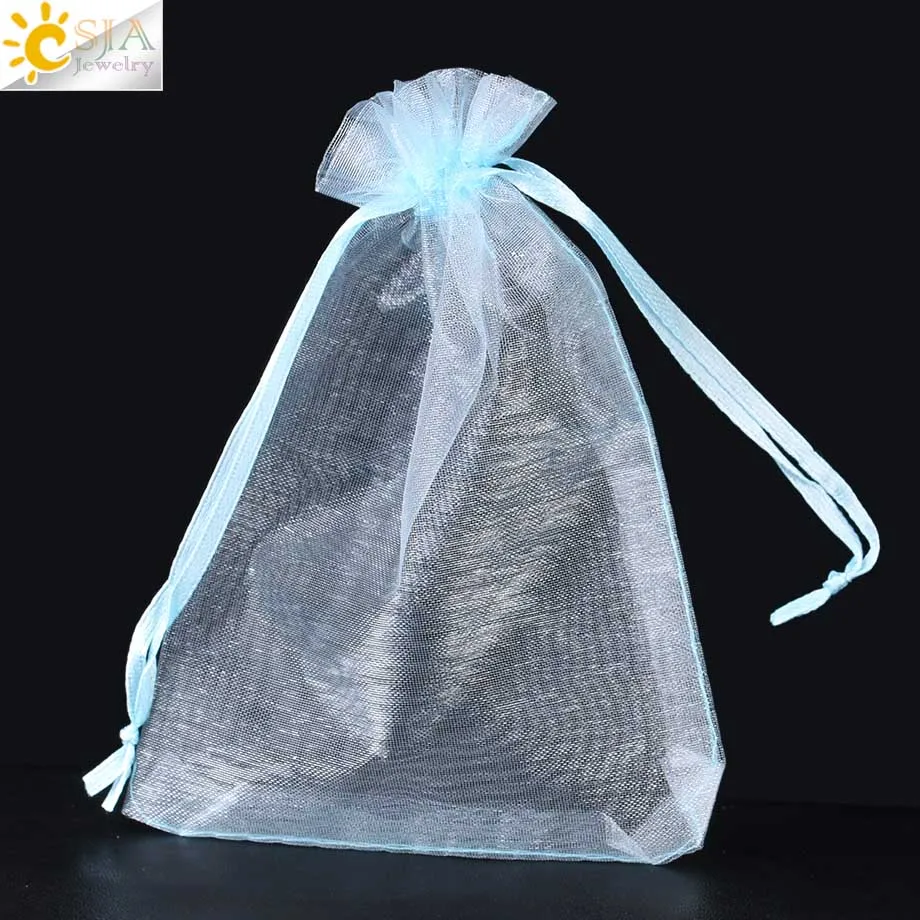 Light Blue Csja мешочки для рисования шелковые мешочки подарочные мешочки из органзы Свадебная вечеринка бижутерия для декорирования упаковка красный разноцветный 10 шт./лот F635 - Цвет: Light Blue