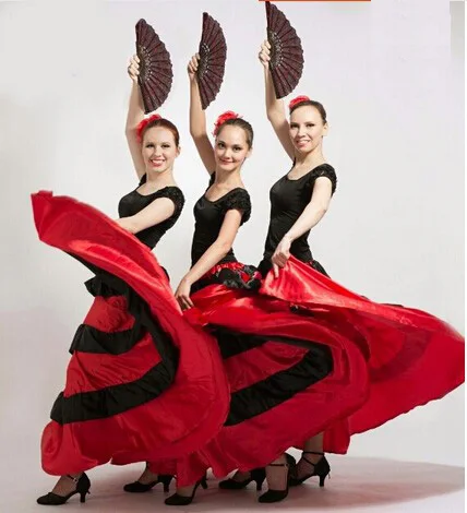 Женская длинная юбка для латиноамериканских танцев красное/Черное Платье