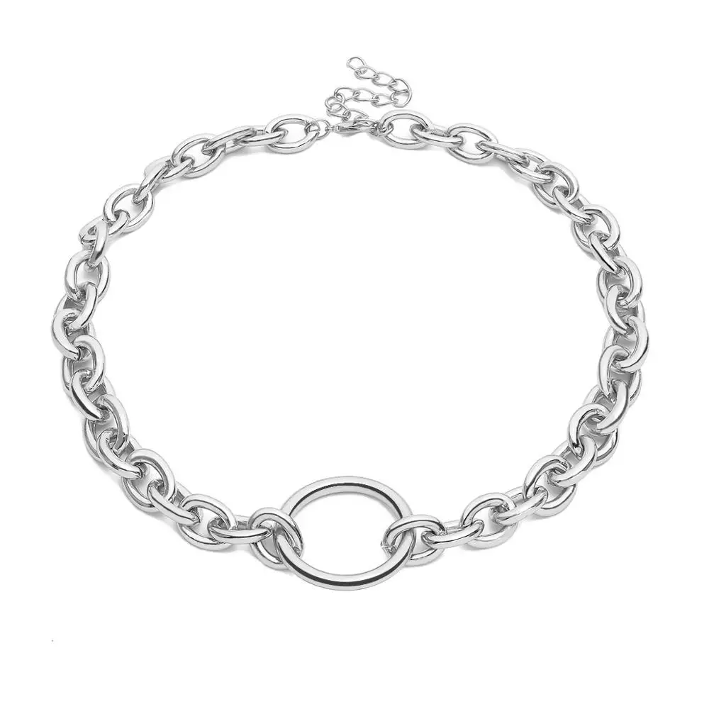 necklace silver DIEZI, Ретро стиль, панк, колье, цепочка, ожерелье для женщин, новинка, золото, серебро, короткое ожерелье для девушек, ювелирное изделие - Окраска металла: necklace silver