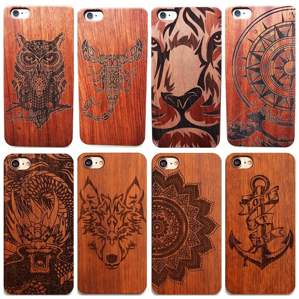 Винтажный Деревянный чехол Dragon Eagle Horse для Iphone 6 6s 8 Plus 7 7Plus X 5 9 SE жесткий защитный