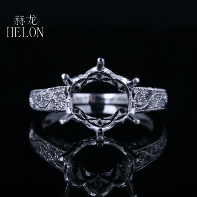 HELON Стерлинговое Серебро 925 круглой формы 9-10 мм полу крепление старинный Античный стиль обручальное свадебное кольцо женские ювелирные изделия