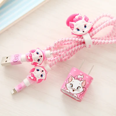 Хороший подарок милый мультфильм USB кабель наушники протектор набор с кабелем Стикеры для намотки Спиральный шнур протектор для iphone 5 6 6s 7 - Цвет: style10
