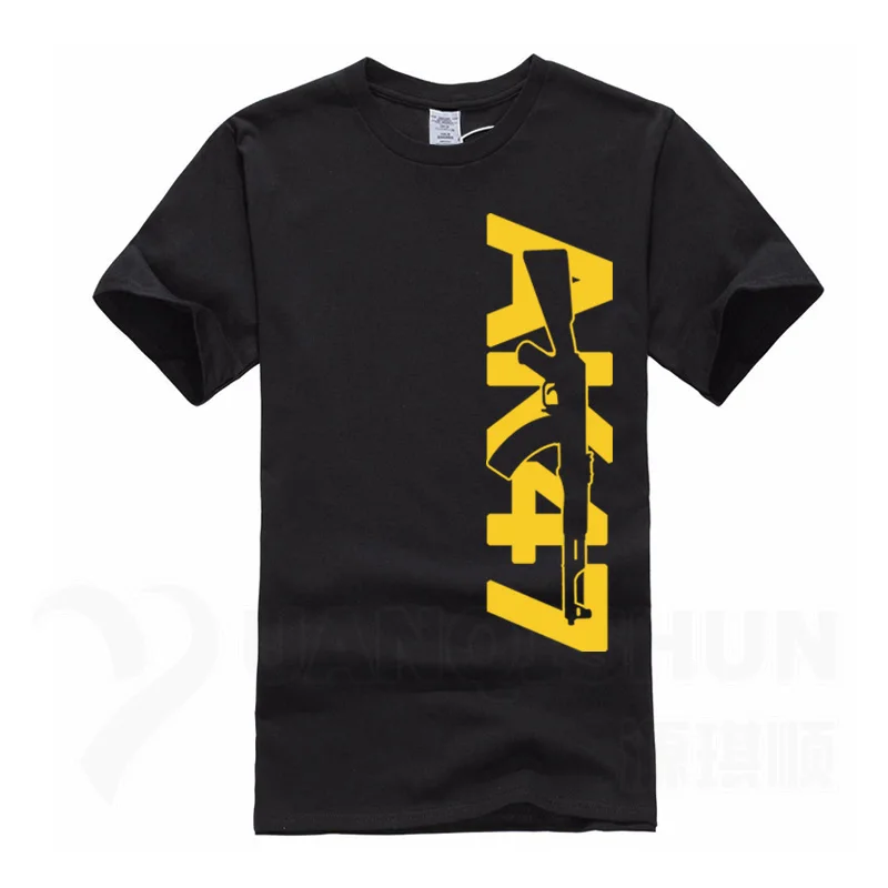 Black 2 Boutique Men Tops Tees Summer Fashion New AK47 Printed T Shirt Short Sleeve Men AK 47 Rifle Gun Personalized T Shirts 3XL - Цвет: Black 2