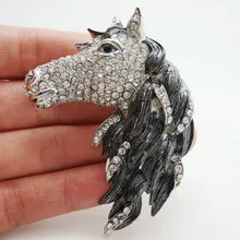 Брошь из горного хрусталя с животным винтажным конским горным