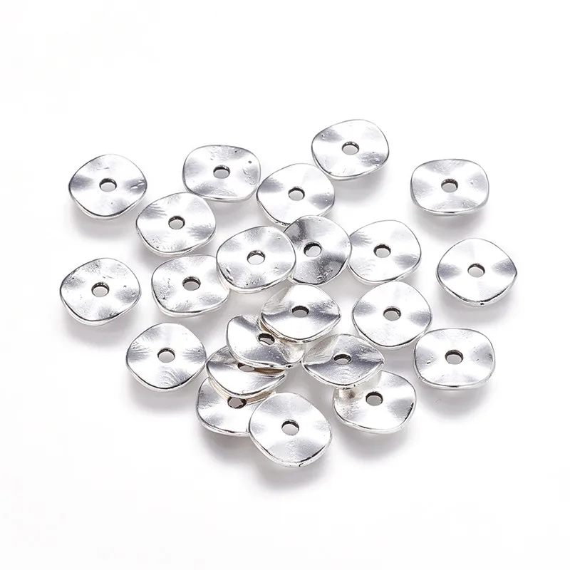 

100pcs 10mm Donut Alloy Wavy Loose Spacer Beads Tibetan Style for Jewelry Making DIY Bracelet Necklace Findings hole: 2mm