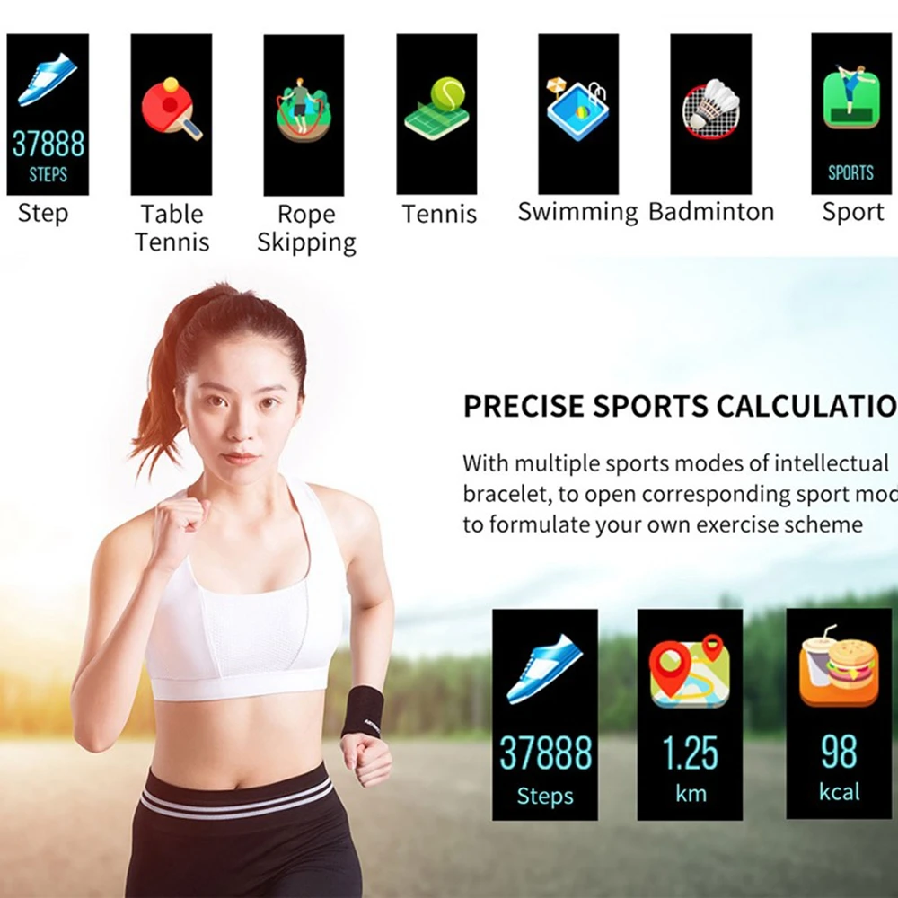 Смарт часы фитнес группа Bluetooth шагомер Cicret браслет трекер активности PK mi Band 3 2
