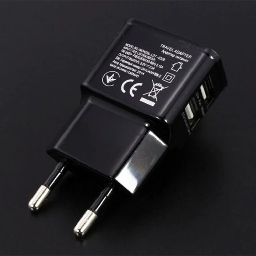 EU plug 5V 2A Dual USB Universal Mobile Phone Chargers Travel Power Charger Adapter Plug Charger for iPhone for Android
