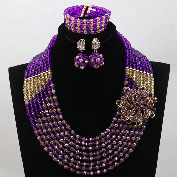 Великолепный фиолетовый/Шампанский Африканский комплект бижутерии уникальный