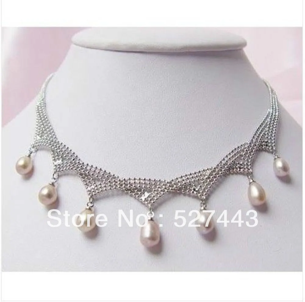Оптовая продажа бесплатная доставка&gt изысканное ожерелье с белым пресноводным
