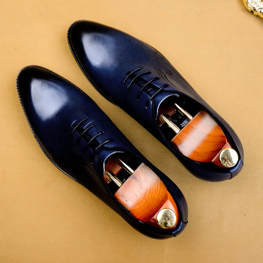 

New Vintage Genuine Leather Formal Dress Quarter Brogues Shoes Pointed Toe Retro Handcrafted Men's Wedding Party Oxfords AS214
