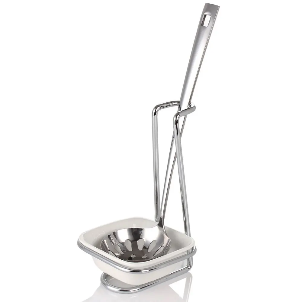 

High quality stainless steel spoon rest with Ceramic bowl kitchen shelf storage rack Kitchen Utensil Spatula Holder Cooking Tool