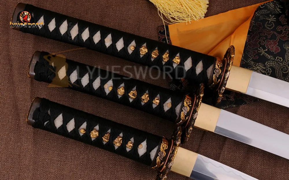 T10 стальной нож японский самурай меч катана Wakizashi Tanto набор бритвы острый дракон