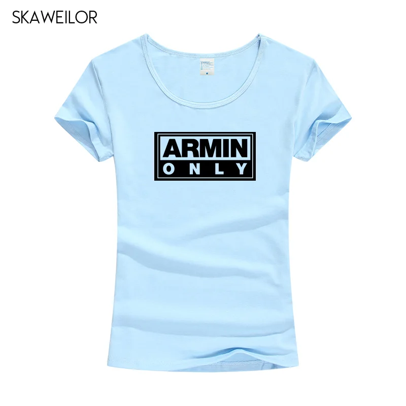 Armin Van Buuren Футболка с принтом женские летние топы с короткими рукавами футболки хлопковые повседневные облегающие футболки Camiseta Femenina - Цвет: Sky Blue