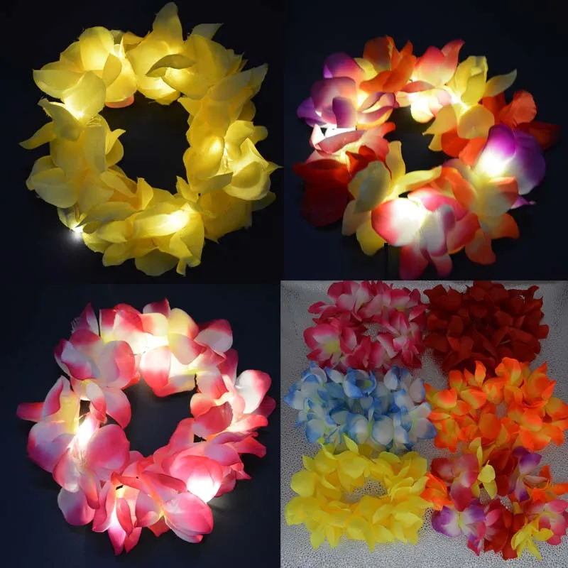 Светящаяся Гавайская Цветочная повязка на голову Hula Garland Венок женская одежда