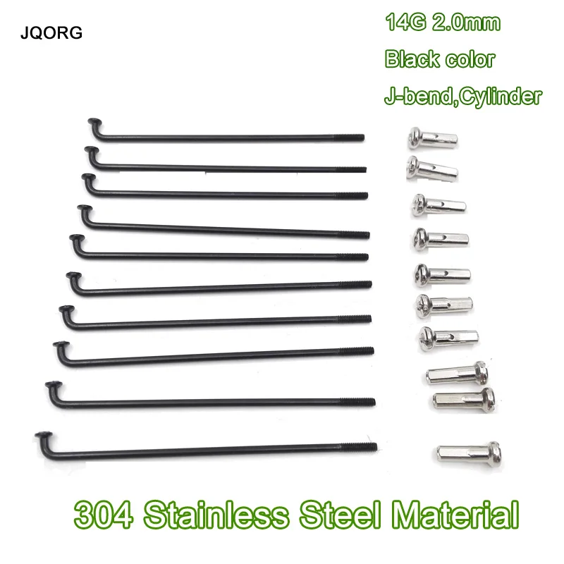 

JQORG 14G Black Spokes J-bend Stainless Steel bicycle Spokes Diameter 2.0 mm Mountain Bike Spokes Equal Diameter E-Bike Spokes