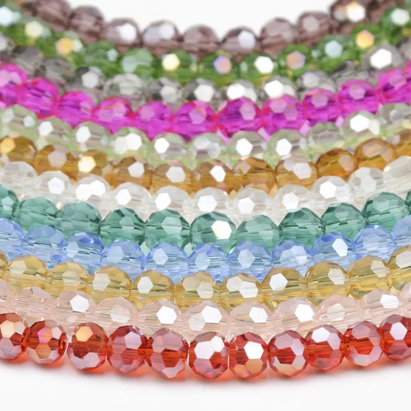 

200pcs/lot 4mm Mixed color Football Faceted Austrian crystal beads Round sphere Loose beads for jewelry making bracelet DIY