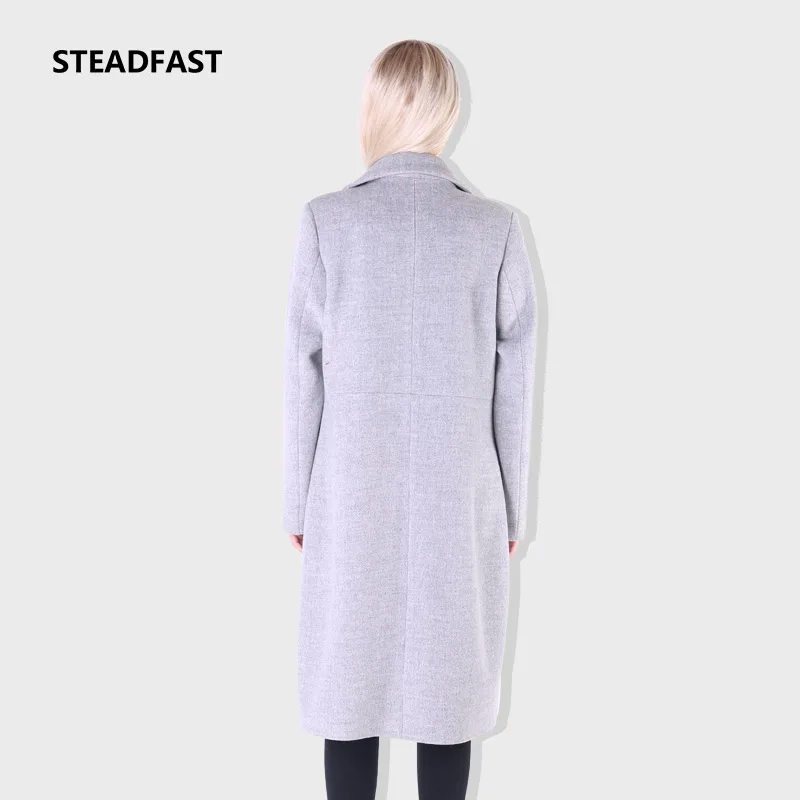 Стойкий Для женщин кашемировое пальто длинные лацкане двубортный модные теплые