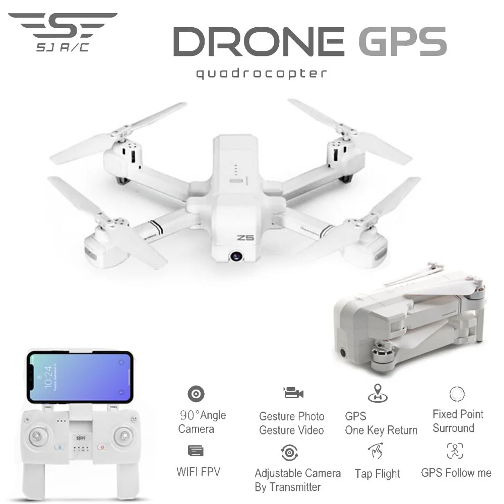 Профессиональный Квадрокоптер SJRC Z5 RC GPS RTF Wi Fi FPV 1080P камера с режим следования за