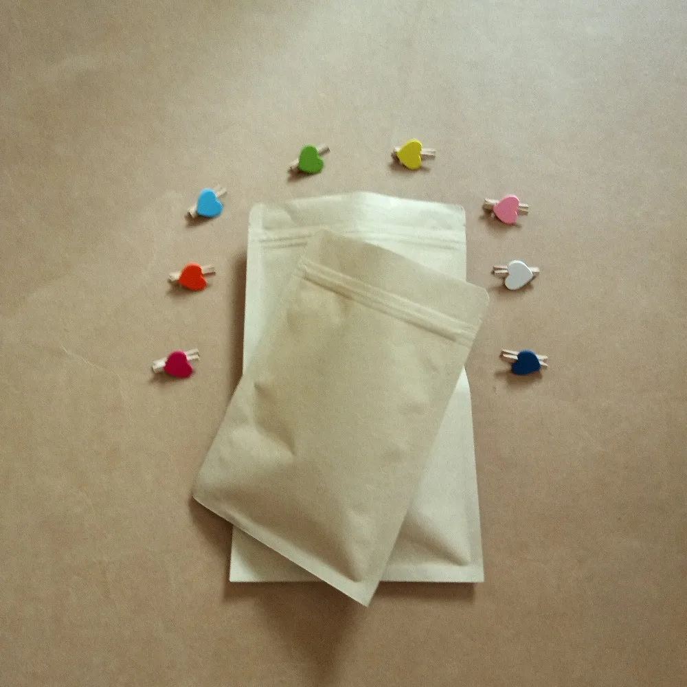 

15*24cm 30pcs Ziplock Seal Kraft Paper Bag Sealable Pouch for gifts sweets and candy food tea jewelry retail package paper