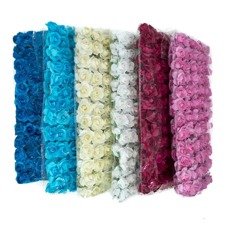 144 шт./лот 15 мм Мини бумажные цветы для рукоделия скрапбукинга свадебные