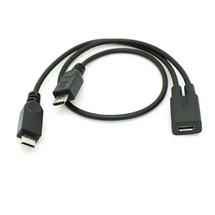 

USB Female to 2 Micro USB Male Splitter extension charge cable for Andriod cellphone